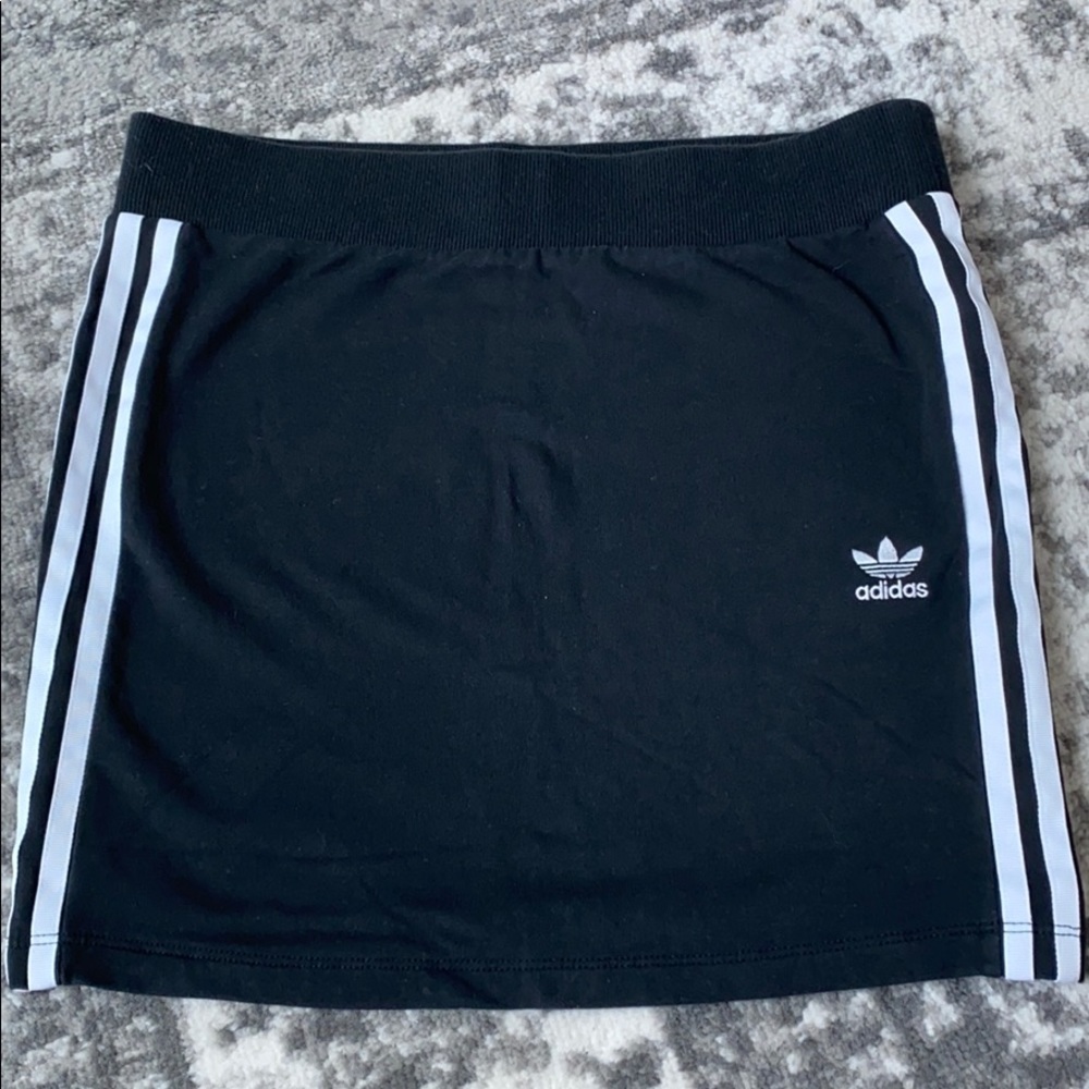 Adidas original 3 stripe black mini sports skirt S